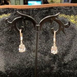 Sterling Silver and Pear Shaped Diamonique Earrings